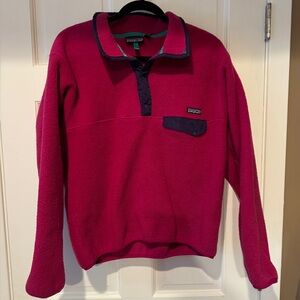 Vtg 90s PATAGONIA Synchilla Snap T Fleece Pullover Jacket PINK & PURPLE Sz L